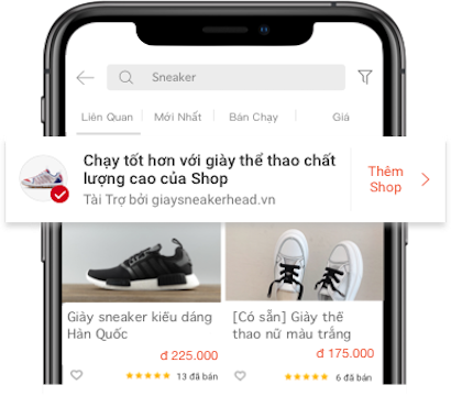 hình thức quảng cáo Shopee Tìm kiếm Shop