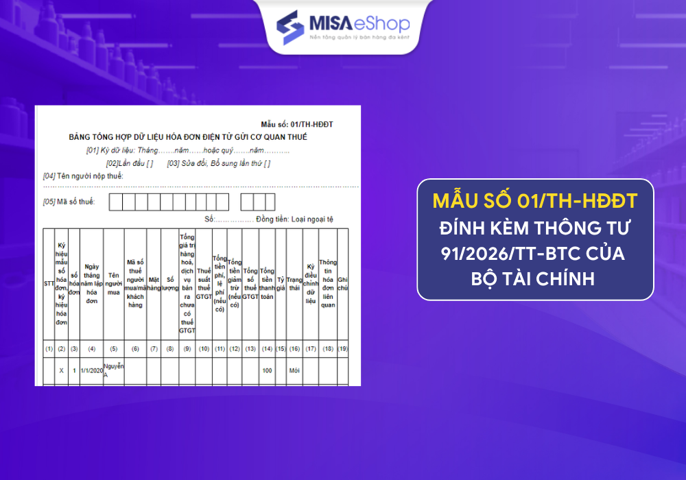 Mẫu số 01/TH-HĐĐT